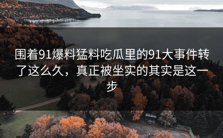 围着91爆料猛料吃瓜里的91大事件转了这么久，真正被坐实的其实是这一步