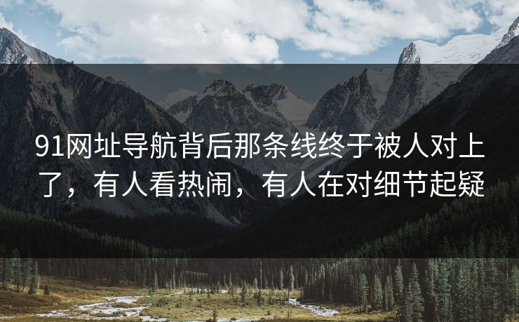 91网址导航背后那条线终于被人对上了，有人看热闹，有人在对细节起疑