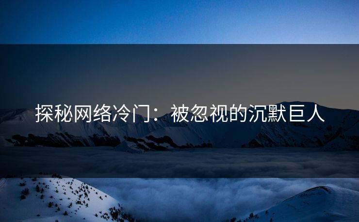 探秘网络冷门：被忽视的沉默巨人