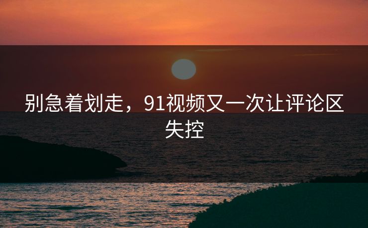 别急着划走，91视频又一次让评论区失控