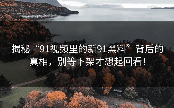 揭秘“91视频里的新91黑料”背后的真相，别等下架才想起回看！