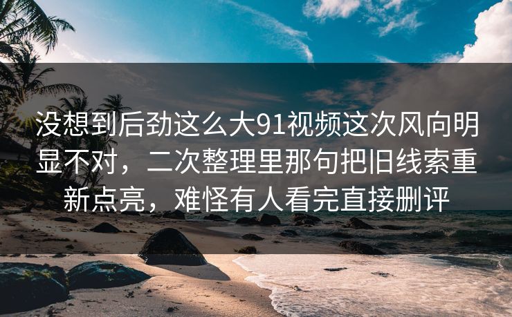 没想到后劲这么大91视频这次风向明显不对，二次整理里那句把旧线索重新点亮，难怪有人看完直接删评