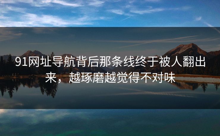 91网址导航背后那条线终于被人翻出来，越琢磨越觉得不对味