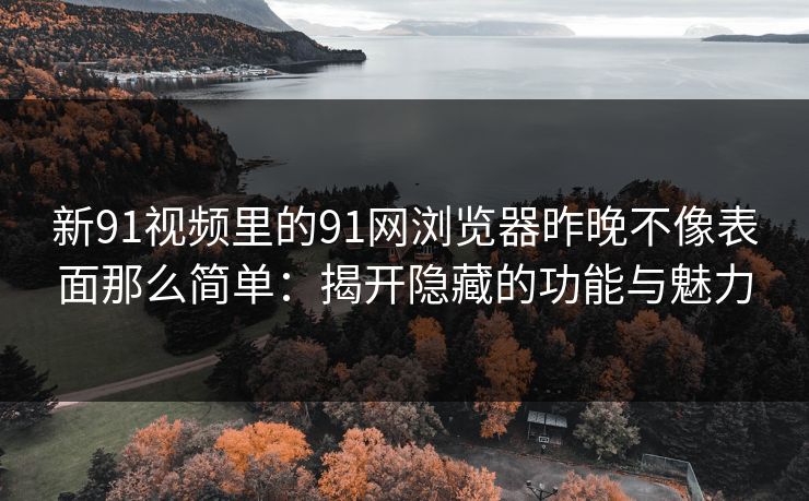 新91视频里的91网浏览器昨晚不像表面那么简单：揭开隐藏的功能与魅力