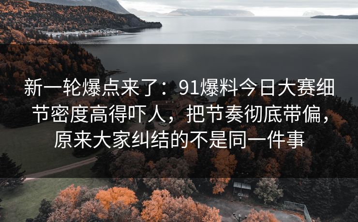 新一轮爆点来了：91爆料今日大赛细节密度高得吓人，把节奏彻底带偏，原来大家纠结的不是同一件事