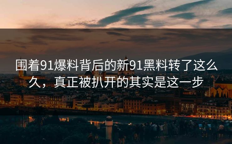 围着91爆料背后的新91黑料转了这么久，真正被扒开的其实是这一步
