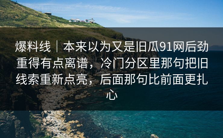 爆料线｜本来以为又是旧瓜91网后劲重得有点离谱，冷门分区里那句把旧线索重新点亮，后面那句比前面更扎心