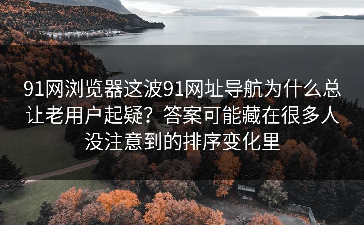 91网浏览器这波91网址导航为什么总让老用户起疑？答案可能藏在很多人没注意到的排序变化里