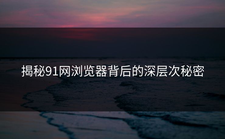 揭秘91网浏览器背后的深层次秘密
