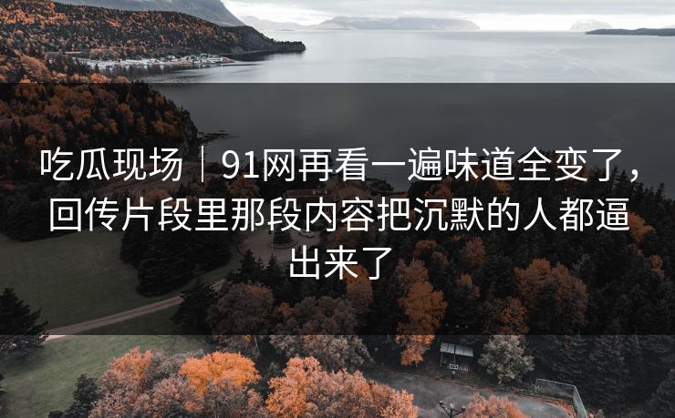 吃瓜现场｜91网再看一遍味道全变了，回传片段里那段内容把沉默的人都逼出来了