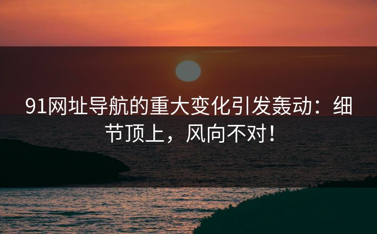91网址导航的重大变化引发轰动：细节顶上，风向不对！